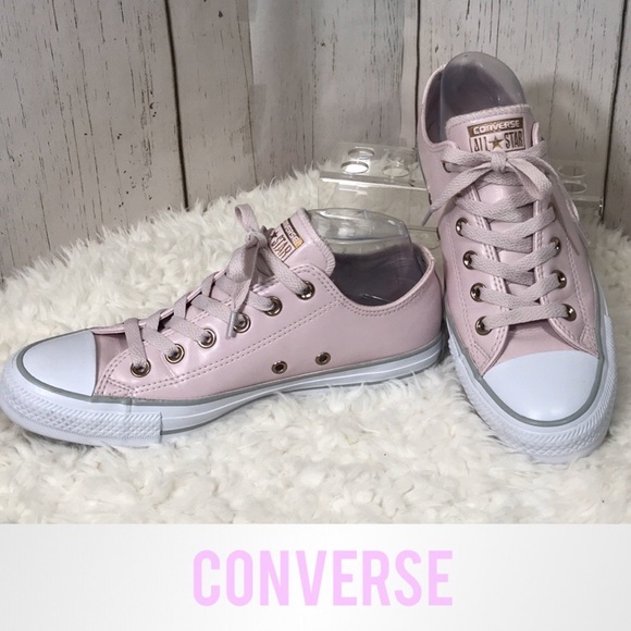 Converse Shoes - CONVERSE Pink Ox Leather Gold Accent Low Top